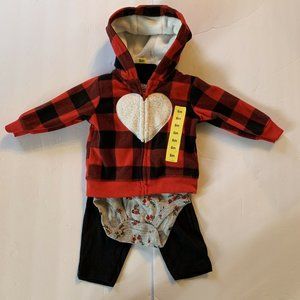 Carters 3 piece outfit jacket pants top Baby 6 month Girl New NWT Red Black